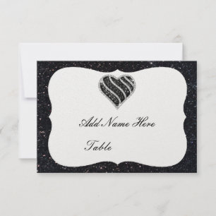 Invitation Parties scintillant noire Black Heart Table Place 