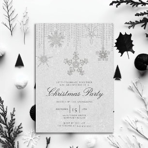 Invitation Parties scintillant noire blanche gouttelettes Sno