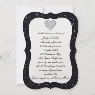 Invitation Parties scintillant noire Diamond Heart Fête des m