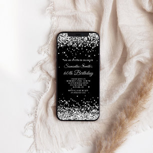 Invitation Parties scintillant noire et argent 60e anniversai