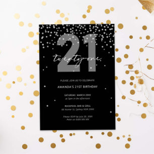 Invitation Parties scintillant noire et argent scintillant 21