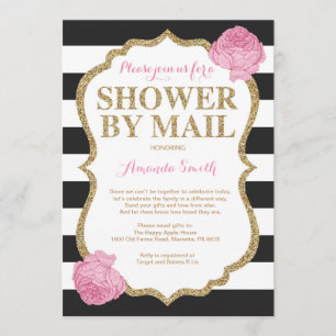 Invitation Parties scintillant noire et or rose Baby shower p