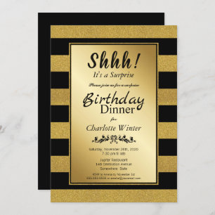 Invitation Parties scintillant Noire et Or Surprise Anniversa