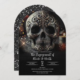 Invitation Parties scintillant noire Glam Sparkle crâne Fianç