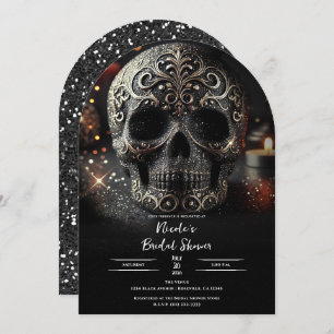 Invitation Parties scintillant noire Glam Sparkle crâne gothi