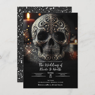 Invitation Parties scintillant noire Glam Sparkle crâne Maria
