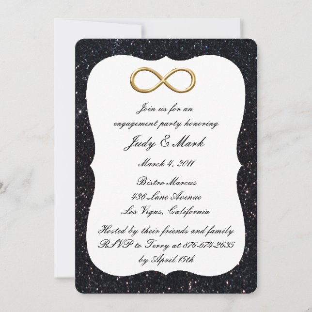 Invitation Parties scintillant noire Gold Infinity Partie d'e (Devant)