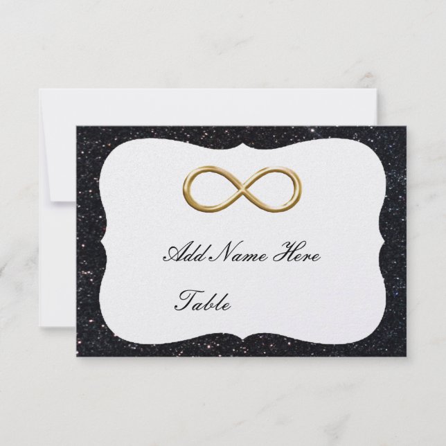 Invitation Parties scintillant noire Gold Infinity Table Plac (Devant)