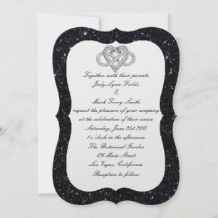 Invitation Parties scintillant noire Infinity Heart Faire-par