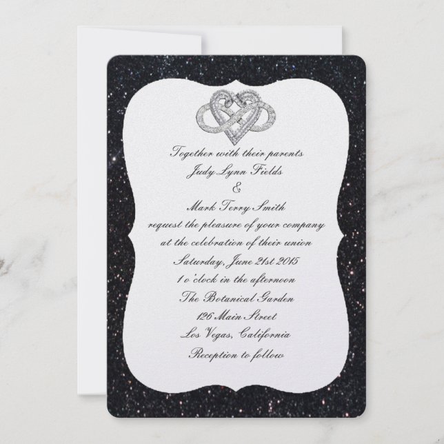 Invitation Parties scintillant noire Infinity Heart Faire-par (Devant)