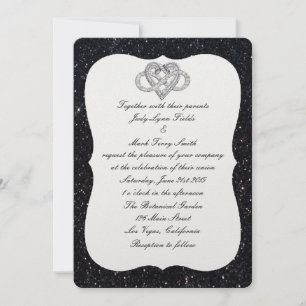 Invitation Parties scintillant noire Infinity Heart Faire-par