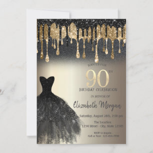 Invitation Parties scintillant Noire Lits Robe Noire Or 90e A