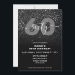 Invitation Parties scintillant noire moderne élégant 60e anni<br><div class="desc">Parties scintillant Noire Elégante Moderne Invitation 60e Anniversaire. Conception minimaliste à 60ème anniversaire d'invitation modèle avec élégante calligraphie écriture lettrée police et faux arrière - plan parties scintillant.</div>