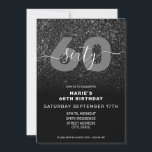 Invitation Parties scintillant noire moderne élégant 60e anni<br><div class="desc">Parties scintillant Noire Elégante Moderne Invitation 60e Anniversaire. Conception minimaliste à 60ème anniversaire d'invitation modèle avec élégante calligraphie écriture lettrée police et faux arrière - plan parties scintillant.</div>