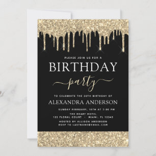 Invitation Parties scintillant Noire Or Moderne N'importe que