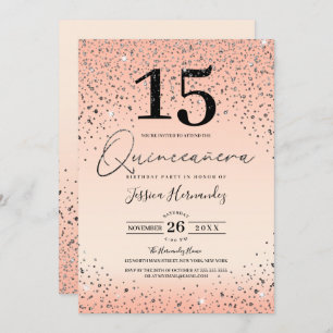 Invitation Parties scintillant noire rose princesse Confetti