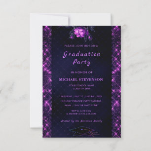 Invitation Parties scintillant noire violette Sparkly Graduat