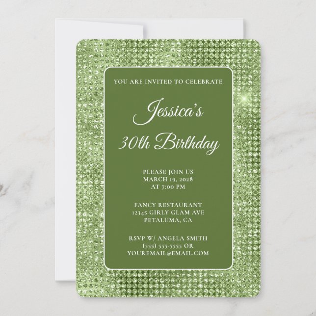 Invitation Parties scintillant Olive Disco 30e anniversaire (Devant)