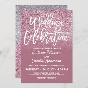 Invitation Parties scintillant Ombre Chic Cassis Pink Silver 