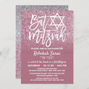 Invitation Parties scintillant Ombre de Cassis Pink Silver Fa