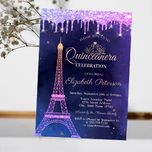 Invitation Parties scintillant Ombre Tour Eiffel Tiara Drives