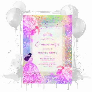Invitation Parties scintillant Opal Princess Rainbow Quinceañ