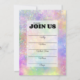 Invitation Parties scintillant Opale Arc-en-ciel manuscrit