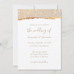 Invitation Parties scintillant or blanc Mariage Glam