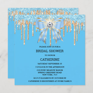 Invitation Parties scintillant or bleu diamant briller lumièr