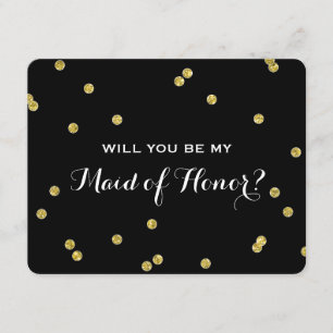 Invitation Parties scintillant or Confetti Noir Maid Of Hon