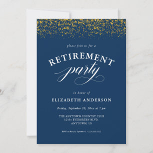 Invitation Parties scintillant or de la partie de retraite en