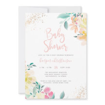 Parties scintillant or doux Baby shower floral ros