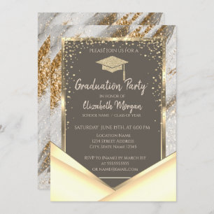 Invitation Parties scintillant or élégant Brush Stroke Gradua