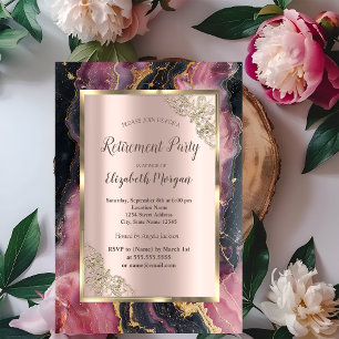 Invitation Parties scintillant Or élégant Noir Burgundy Retra