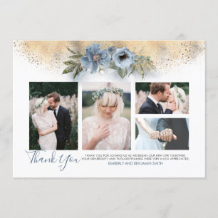 Invitation Parties scintillant or et Mariage bleu Dusty Photo