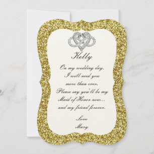 Invitation Parties scintillant Or Infinity Coeur Maid Of Hono