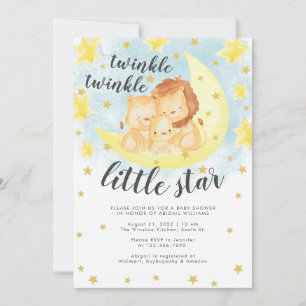 Invitation Parties scintillant or mignonne Twinkle Baby showe