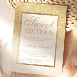 Invitation Parties scintillant or ombre ivoire élégant Sweet<br><div class="desc">Une parties scintillant en faux or moderne,  assez chic et élégante,  en ivoire sombre de Sweet sixteen blanc invitation à la fête avec de l'or avec et élégant cadre en or.</div>