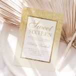Invitation Parties scintillant or ombre ivoire élégant Sweet<br><div class="desc">Une parties scintillant en faux or moderne,  assez chic et élégante,  en ivoire sombre de Sweet sixteen blanc invitation à la fête avec de l'or avec et élégant cadre en or.</div>