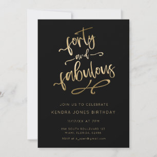 Invitation Parties scintillant Or Quarante Et Fabuleux Annive
