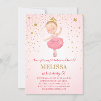 Invitation Parties scintillant or rose Ballerina | Fille Anni