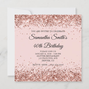 Invitation Parties scintillant or rose Blush 40e anniversaire