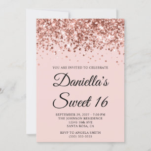 Invitation Parties scintillant or rose Blush Sweet 16