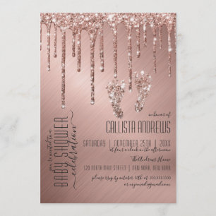 Invitation Parties scintillant or Rose brillant Baby shower