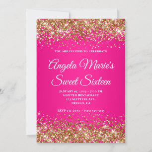 Invitation Parties scintillant or rose chaud Fancy Sweet sixt