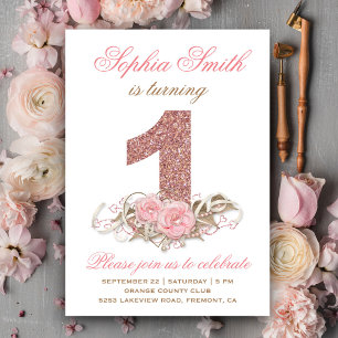 Invitation Parties scintillant or rose douce Premier Invitati