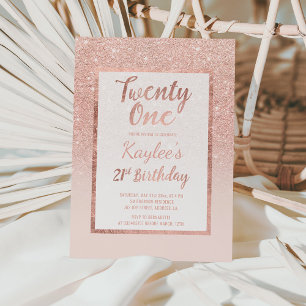 Invitation Parties scintillant or rose Faux élégant chic 21e