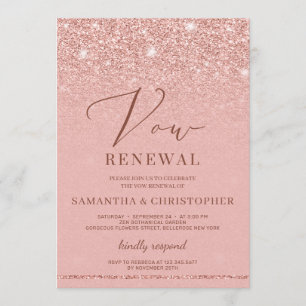 Invitation Parties scintillant or rose Faux élégant chic Vow 