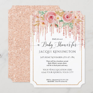 Invitation Parties scintillant or rose Fringe rose rose flora