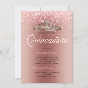 Invitation Parties scintillant or Rose métal brossé moderne Q